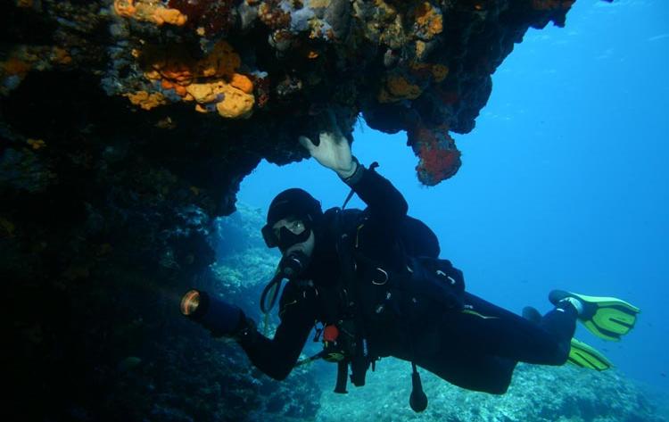 Scuba diver in the waters around Novalja and Stara Novalja